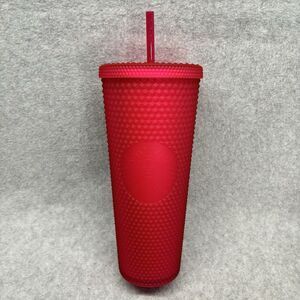 Starbucks Hot Pink Studded Tumbler with Straw Soft Touch 24oz Summer 2021